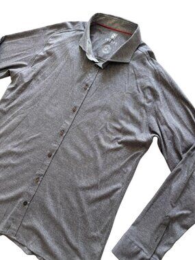 NEW DESOTO 100% Cotton Long Sleeve Button Front Shirt Dark Gray Heather MENS XXL